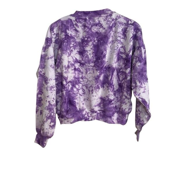 Merch by Sia NWT Tie Dye Crew Neck Crop Pullover Sweatshirt Purple Size Medium - Picture 9 of 9